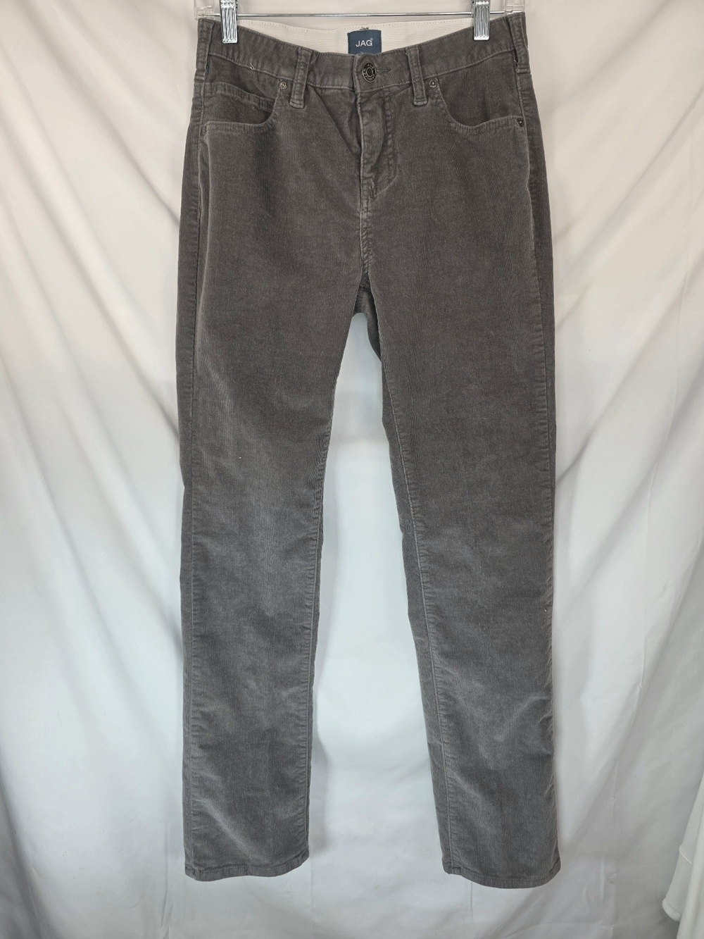 JAG Women’s Gray Corduroy Jeans Sz 4 Straight Leg 5-Pocket Fall Earthy Stretch